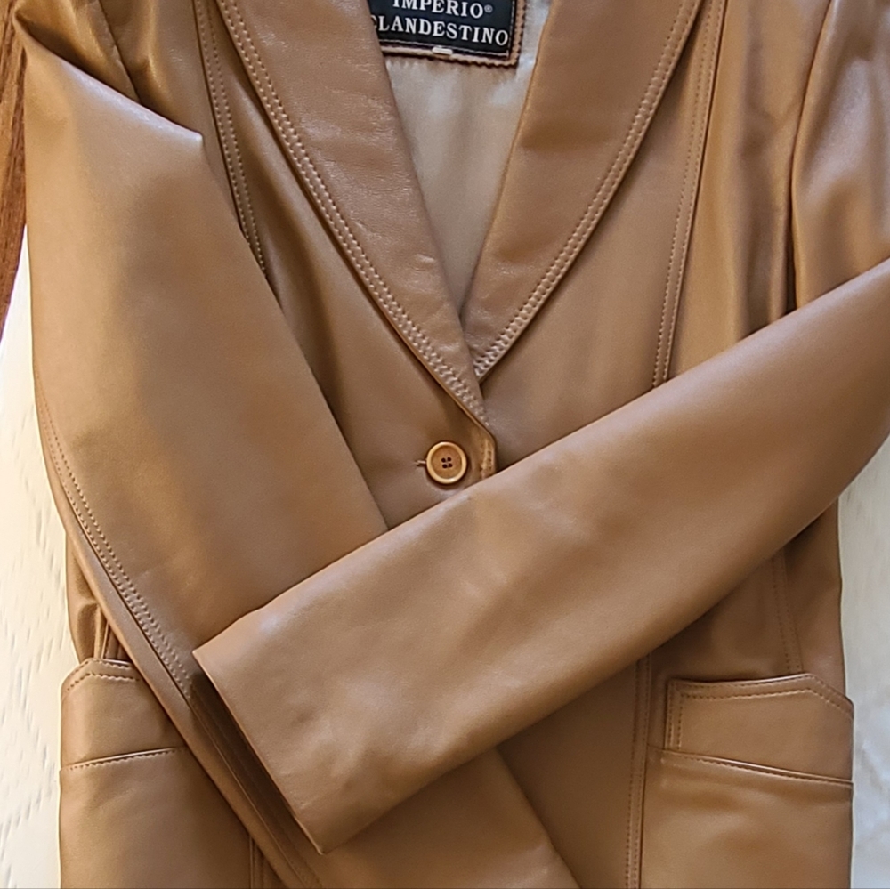 Camel leather jacket - Picture 2 of 8